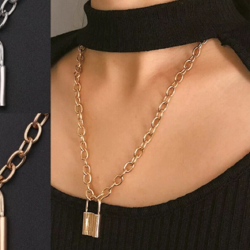 ❤️gorgeous gold love lock chain necklace